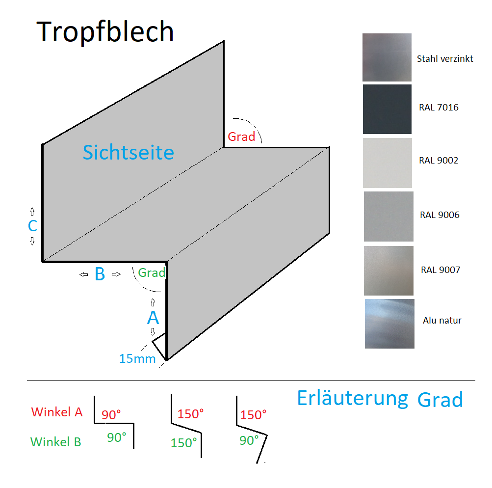 SG Designbleche GmbH - Onlineshop - Z-Profil aus Alu Riffelblech