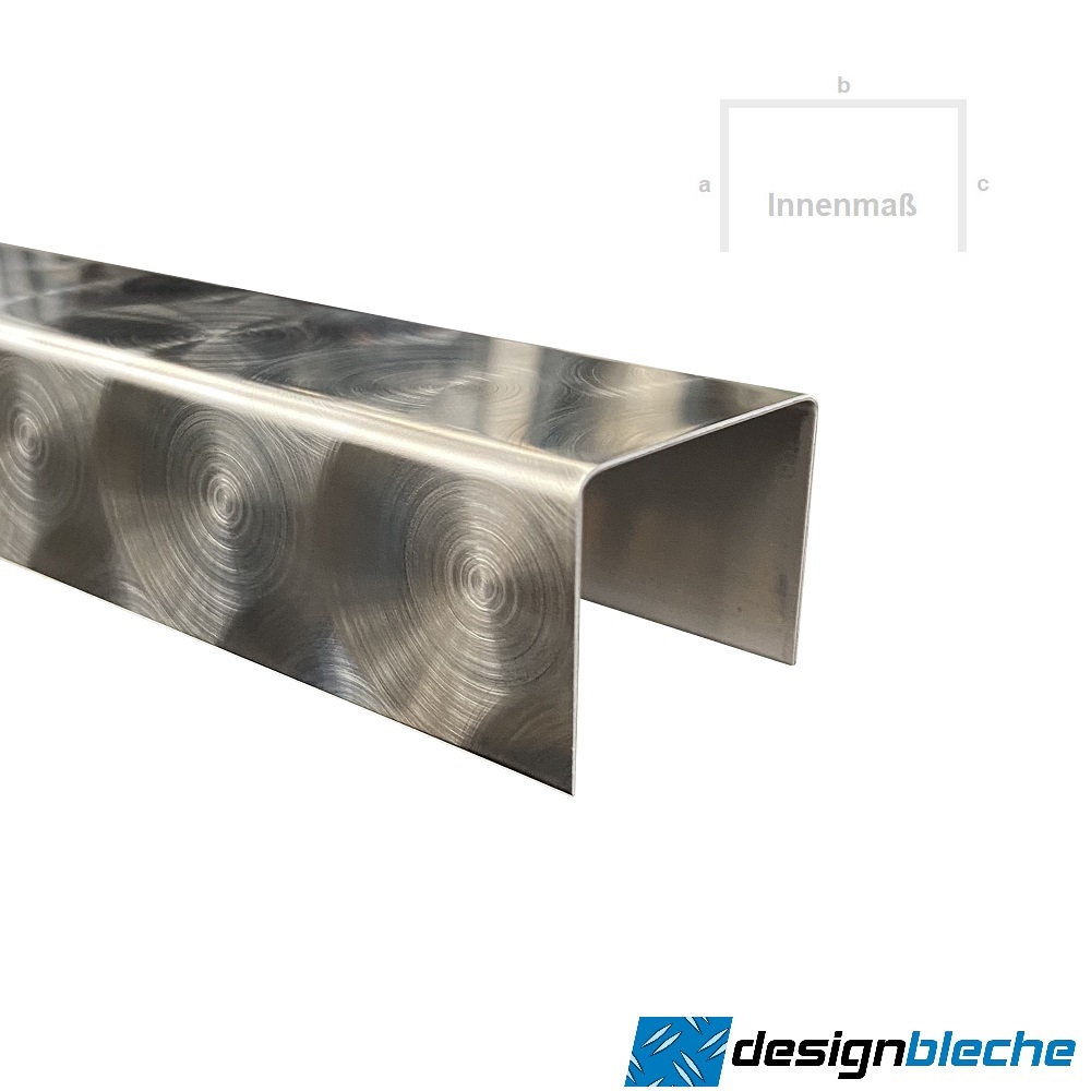 Edelstahl U-Profil V2A d50 marmoriert 0,80 mm
